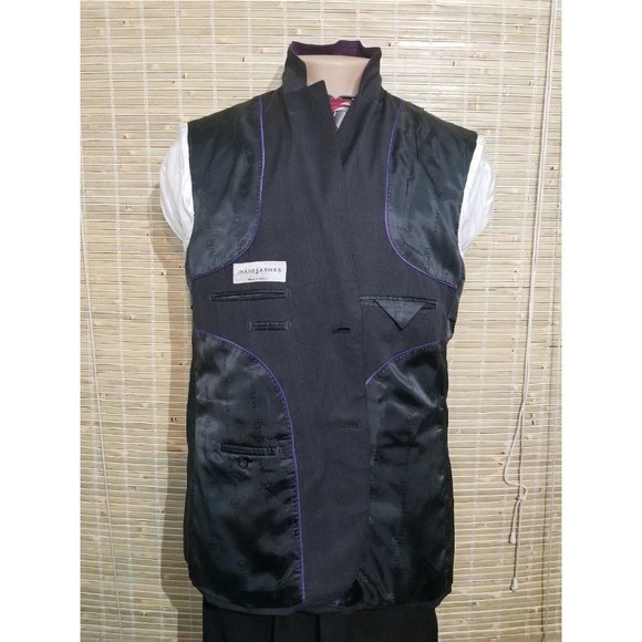 JHANE BARNES 44R MENSWEAR MEN'S SPORT COAT BESPOKE BLACK 100% WOOL 2-BUTTON B371 - Picture 7 of 8